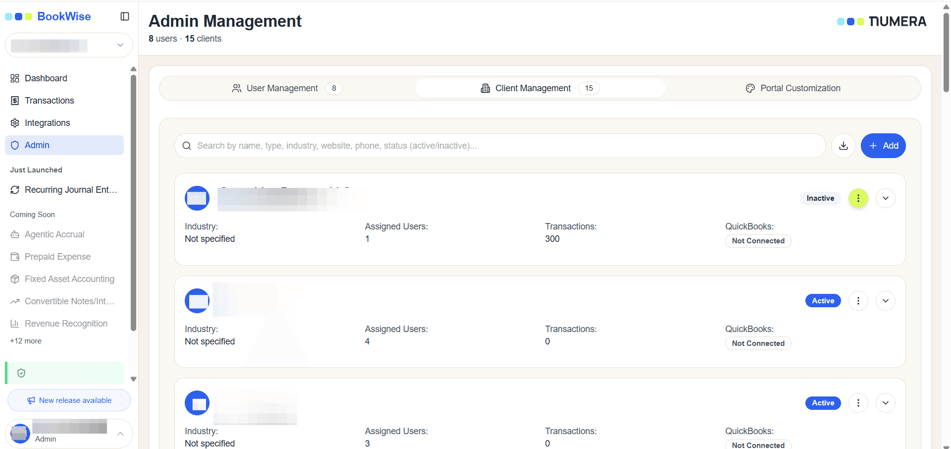 Step #2: Click the Three-dot menu next to the client you want to update.