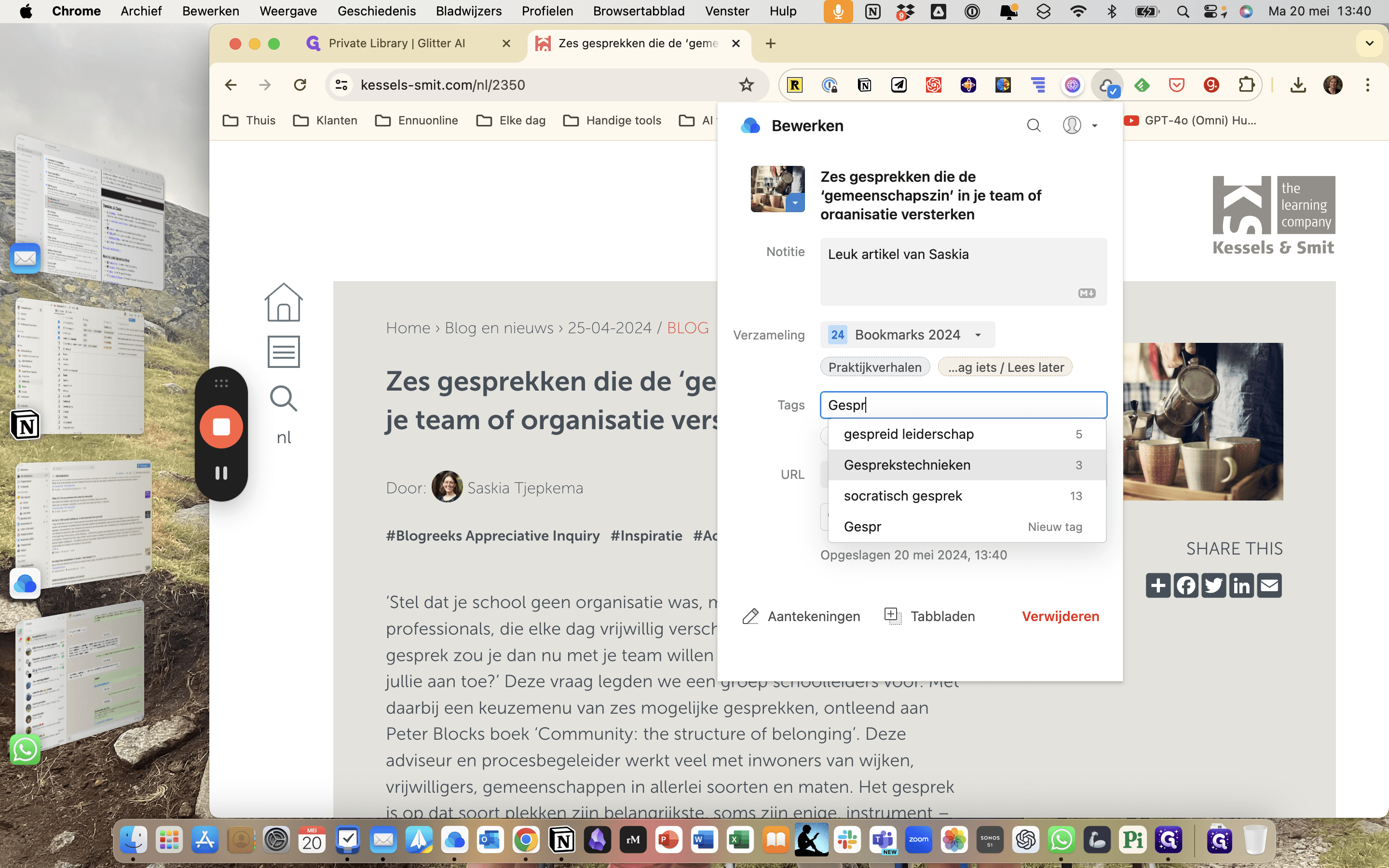 Step #5: Kies 'tags' die bij het artikel passen. In dit geval "Gesprekstechnieken"