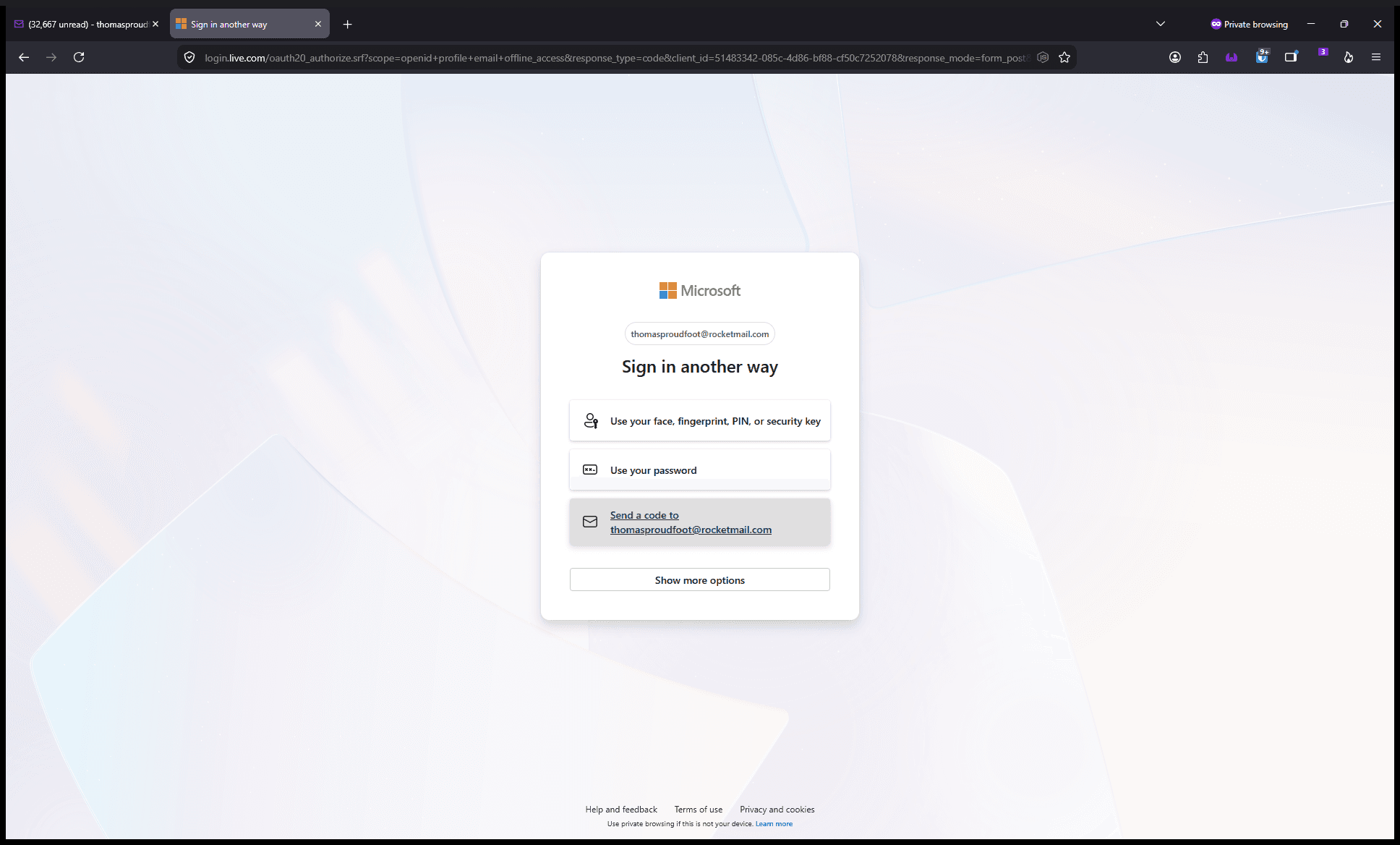 Step #3: Select your email address to prompt the system to send a verification code to your inbox.