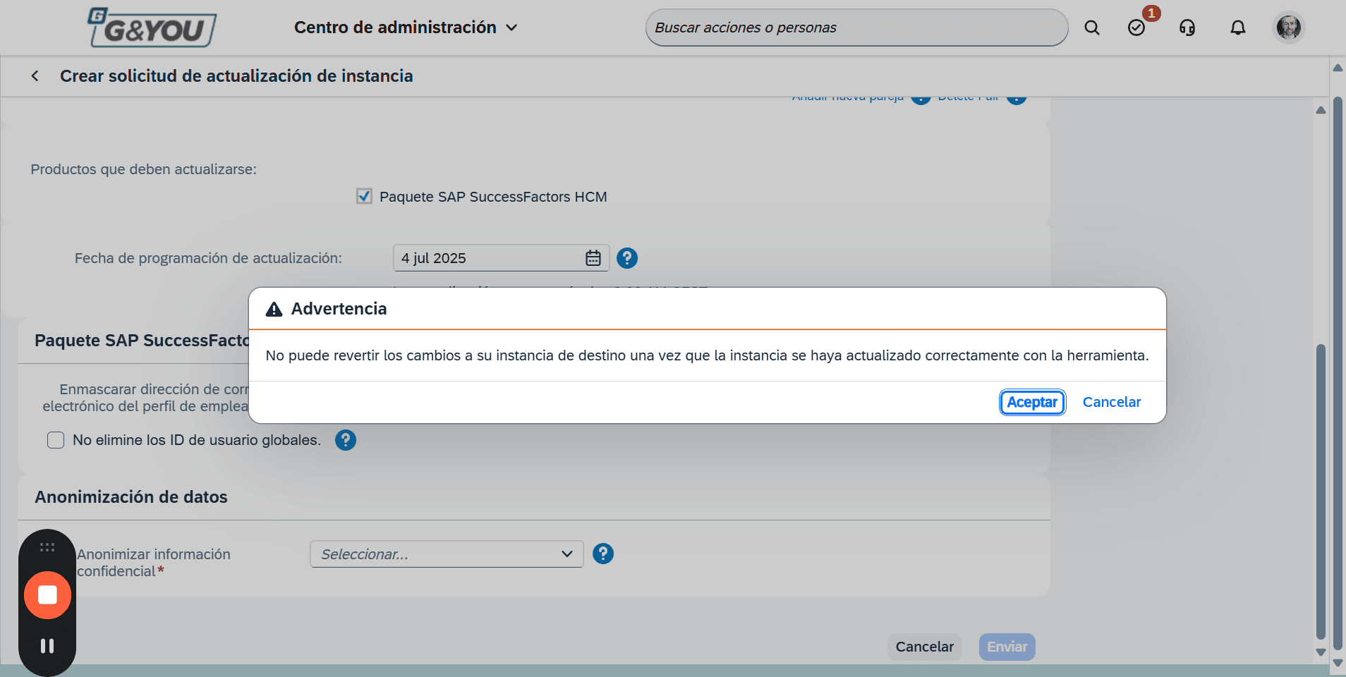 Step #12: Clicar 'Aceptar' per programar la còpia