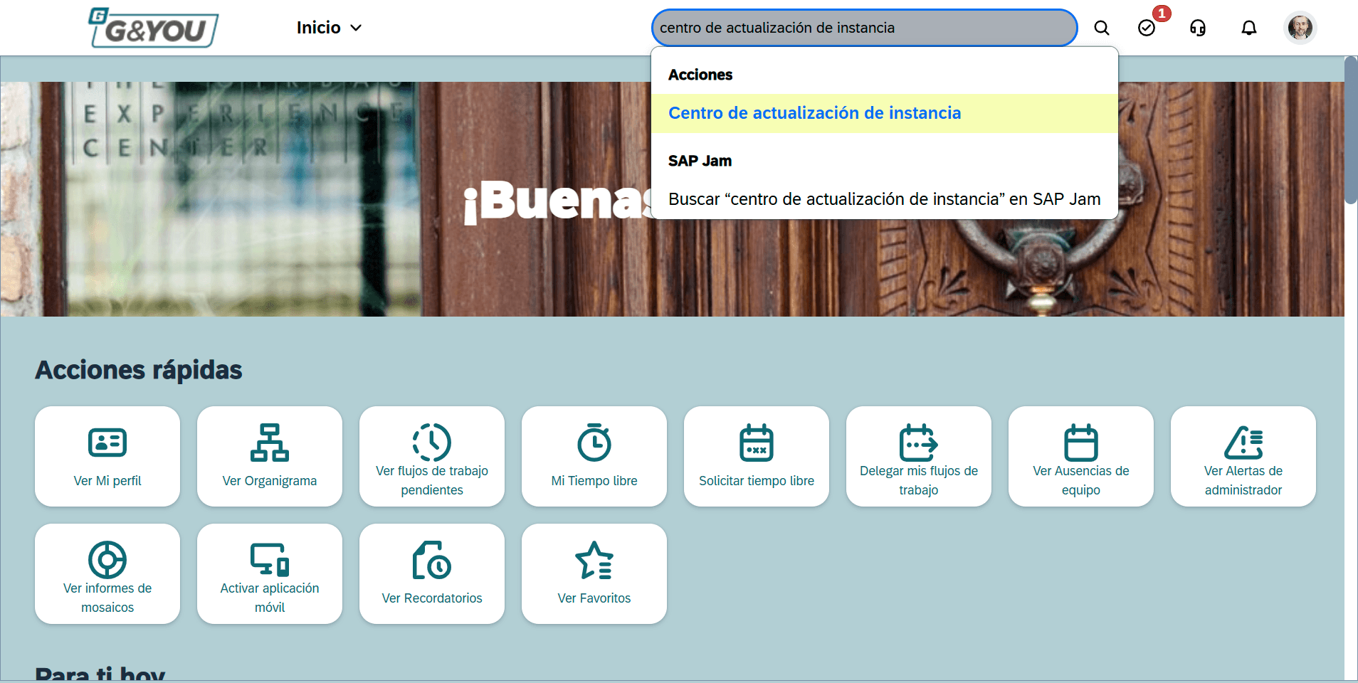 Step #1: Anar a la opció 'Centro de actualización de instancia'