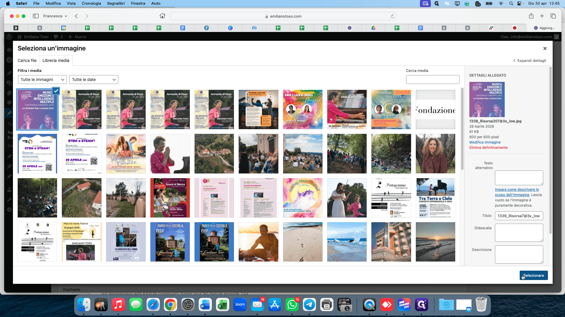 Step #15: Click Selezionare to confirm the image selection.