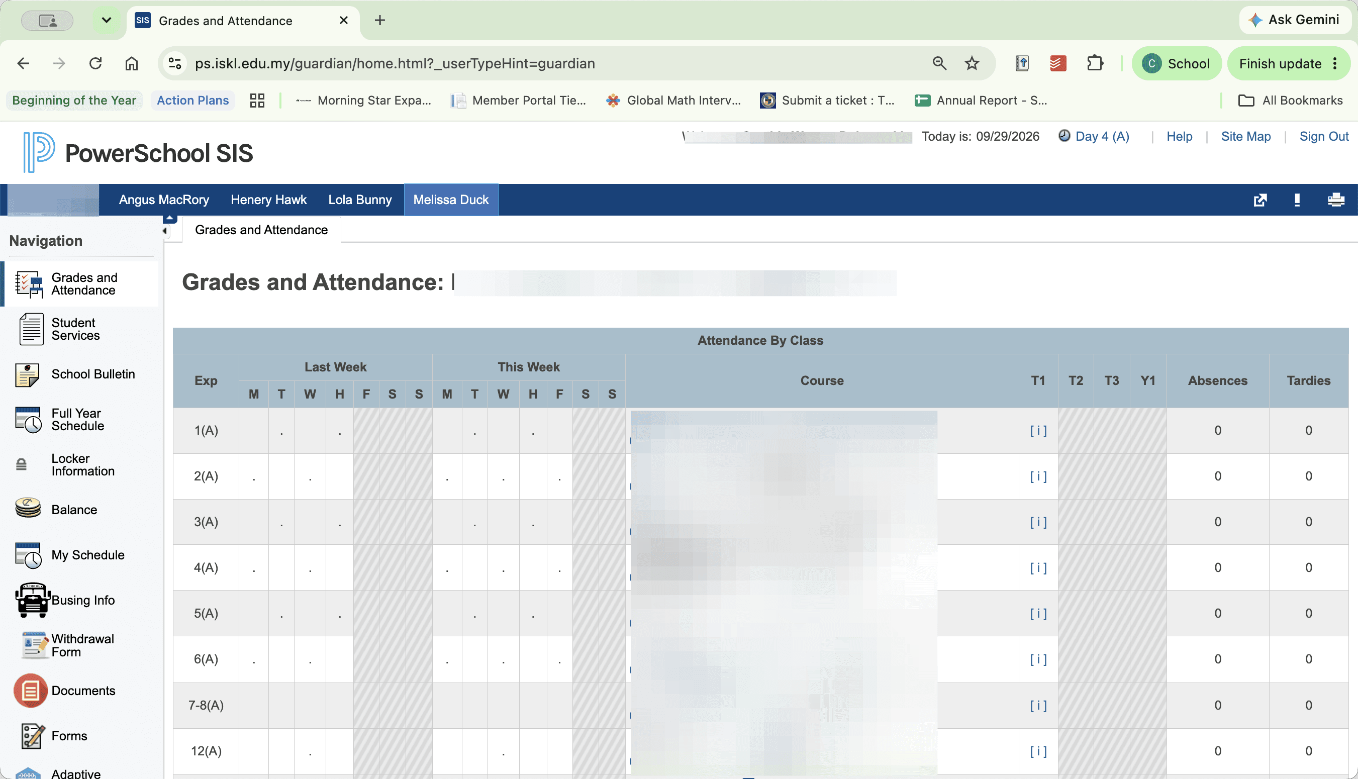 Step #2: Click the tab for your child along the top bar.