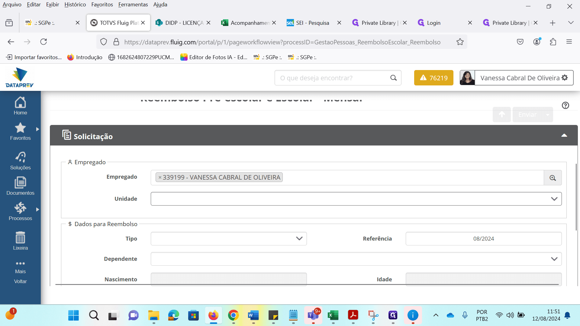 Step #8: Preencha os campos da Solicitação: Unidade