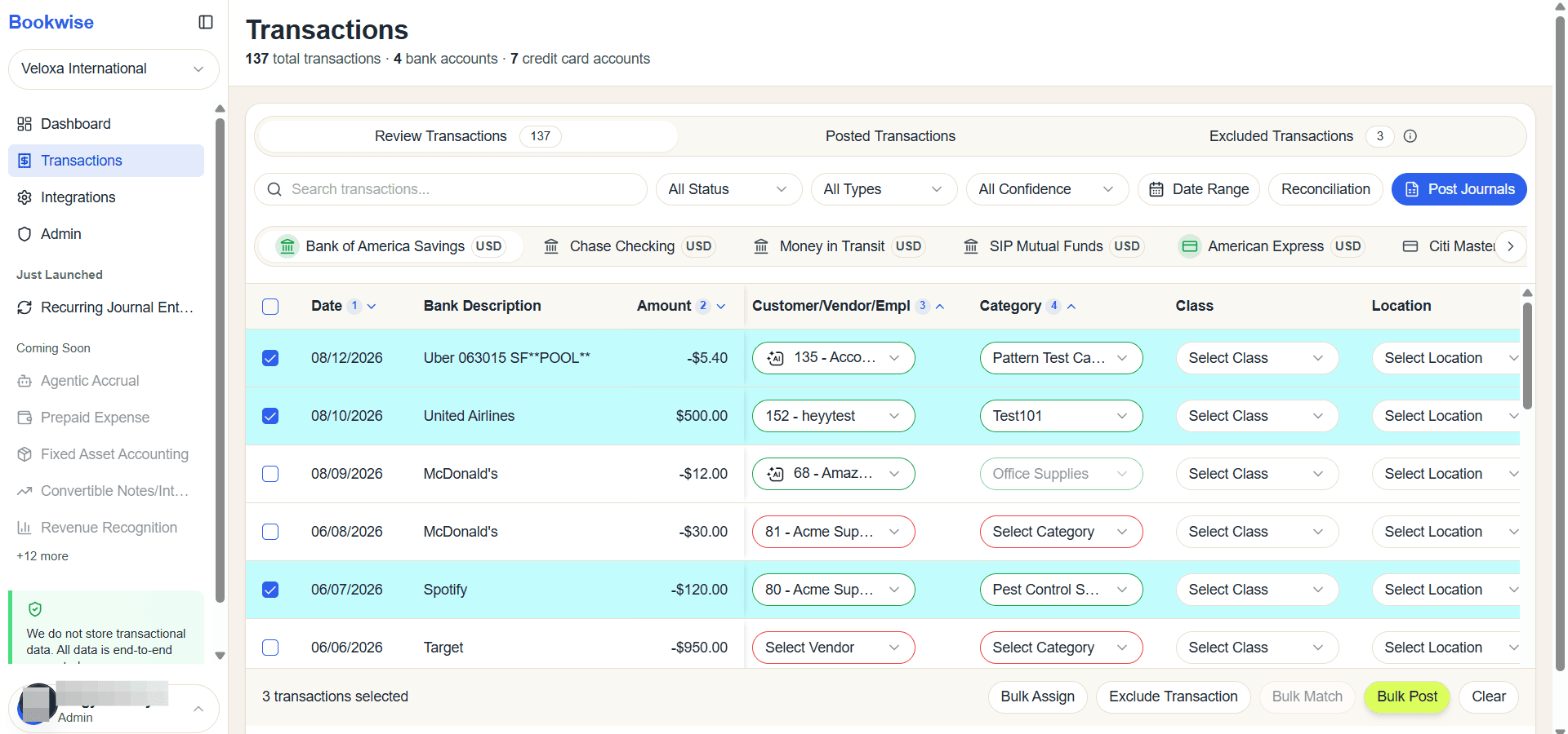 Step #1: Go to Review transactions tab and Select Transaction which you want to post