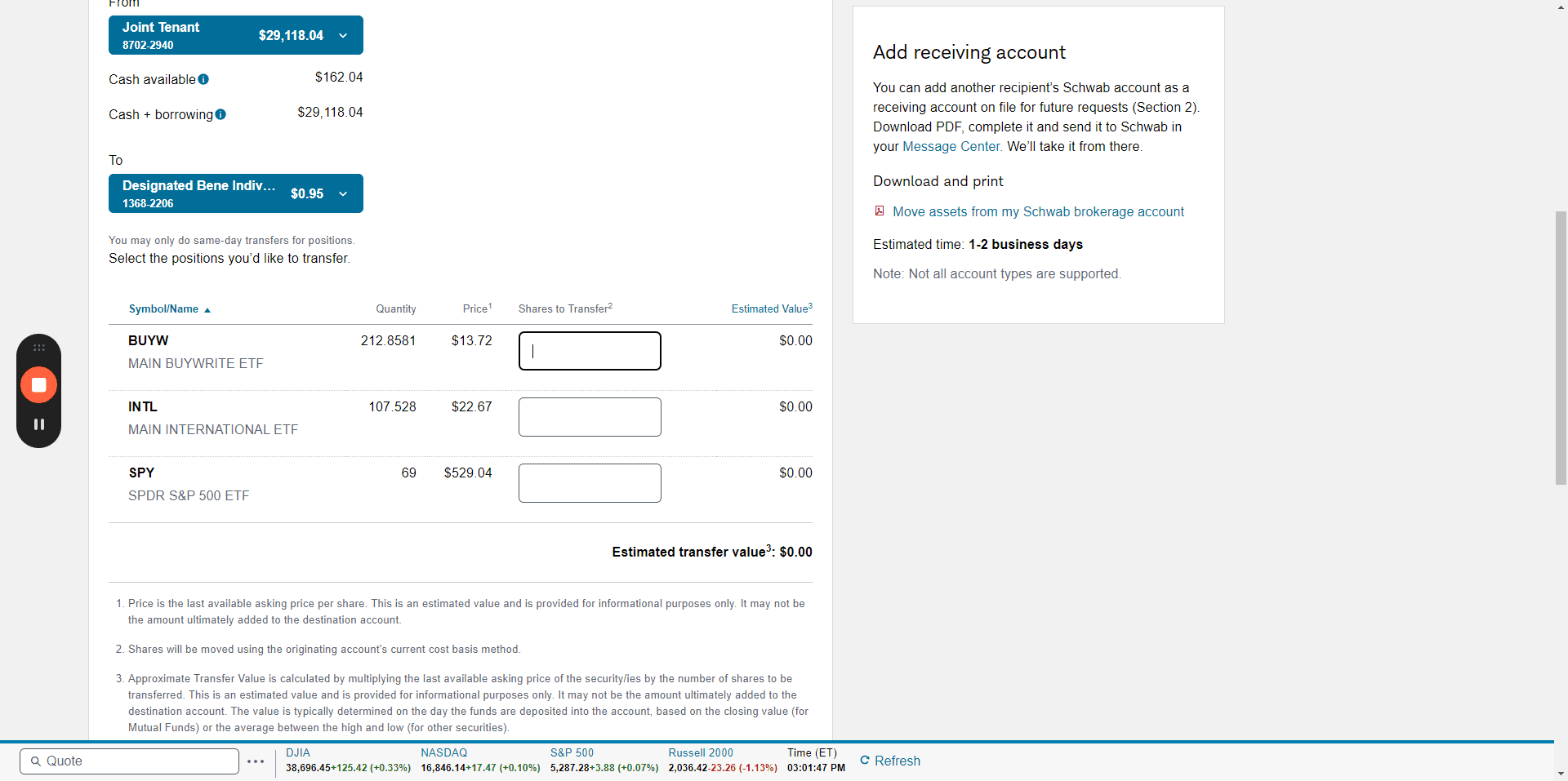 Step #6: Enter the number of shares you want to transfer