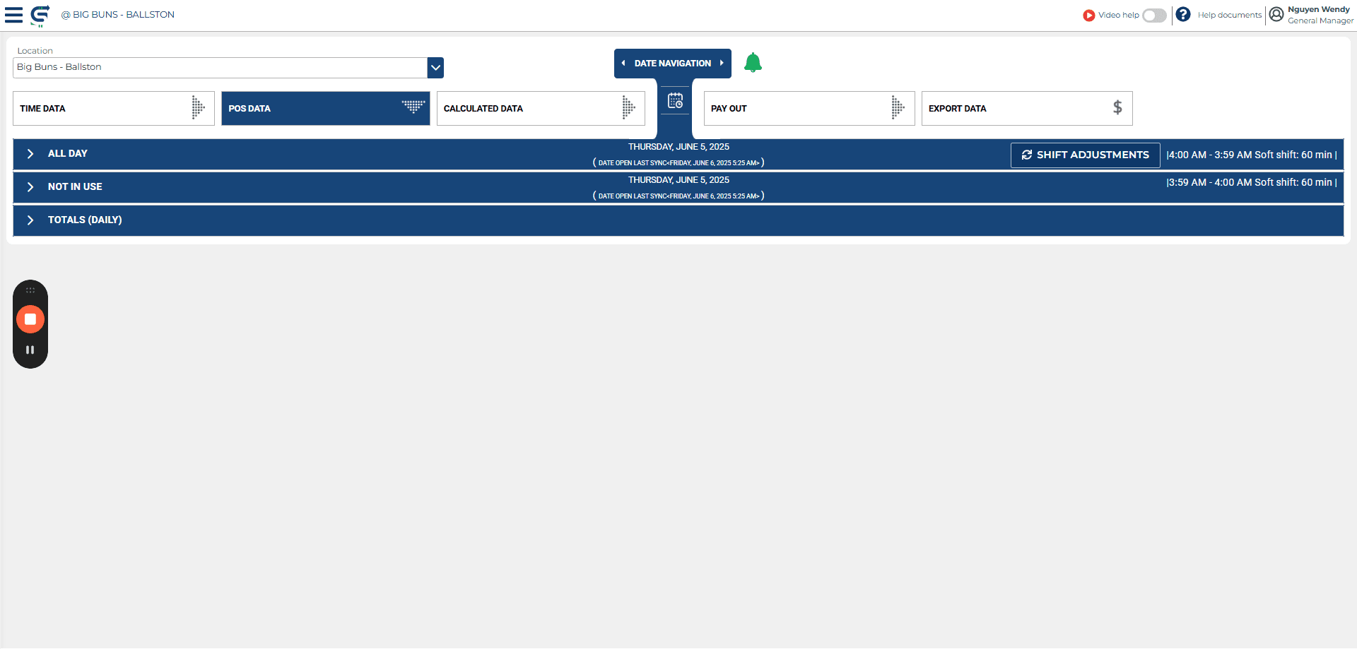 Step #2: From the Daily Status page, click on the calendar icon to pull-up more options.