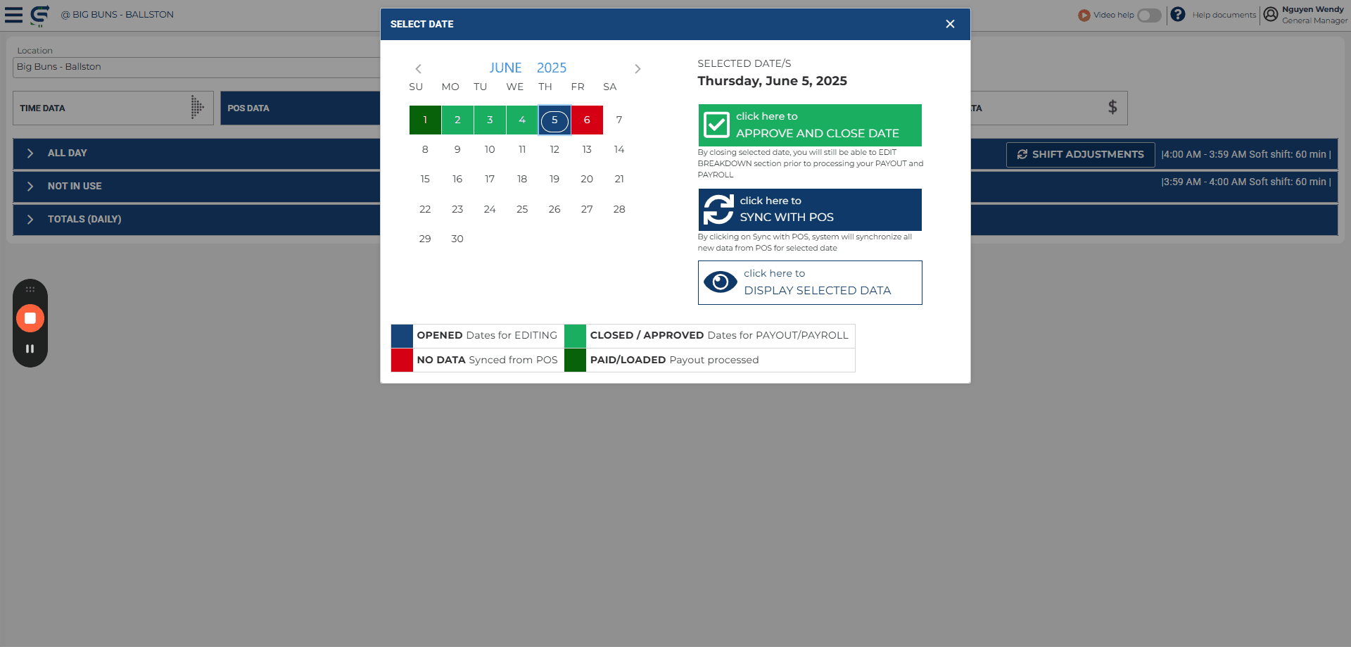 Step #3: Confirm the date you would like to sync and click "SYNC WITH POS" to begin the data sync.