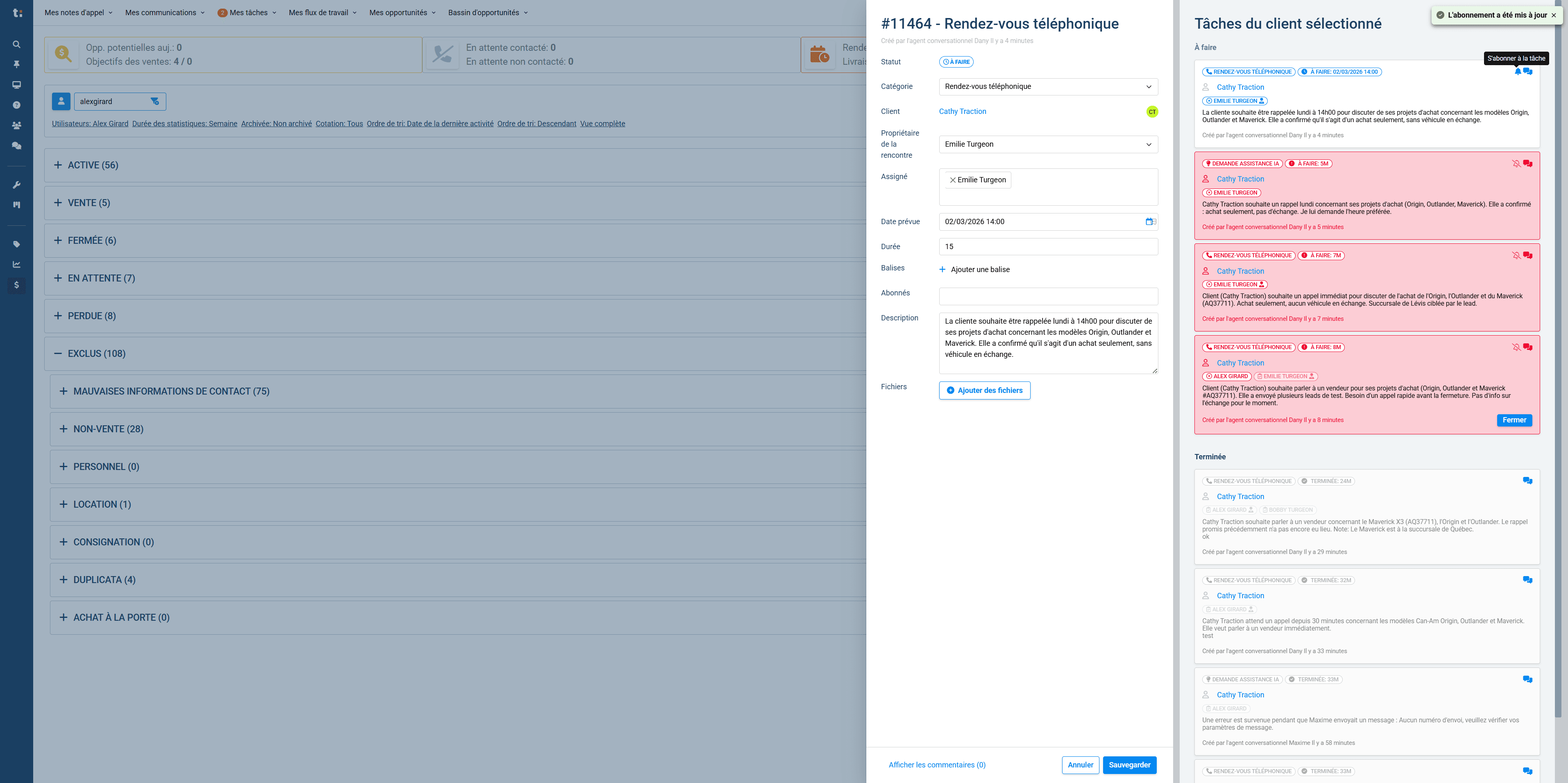 Step #7: Vous verrez apparaitre un message pour confirmer votre abonnement
