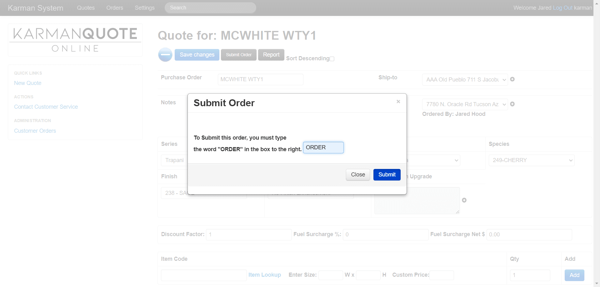 Step #21: Type "ORDER" and click "Submit"
