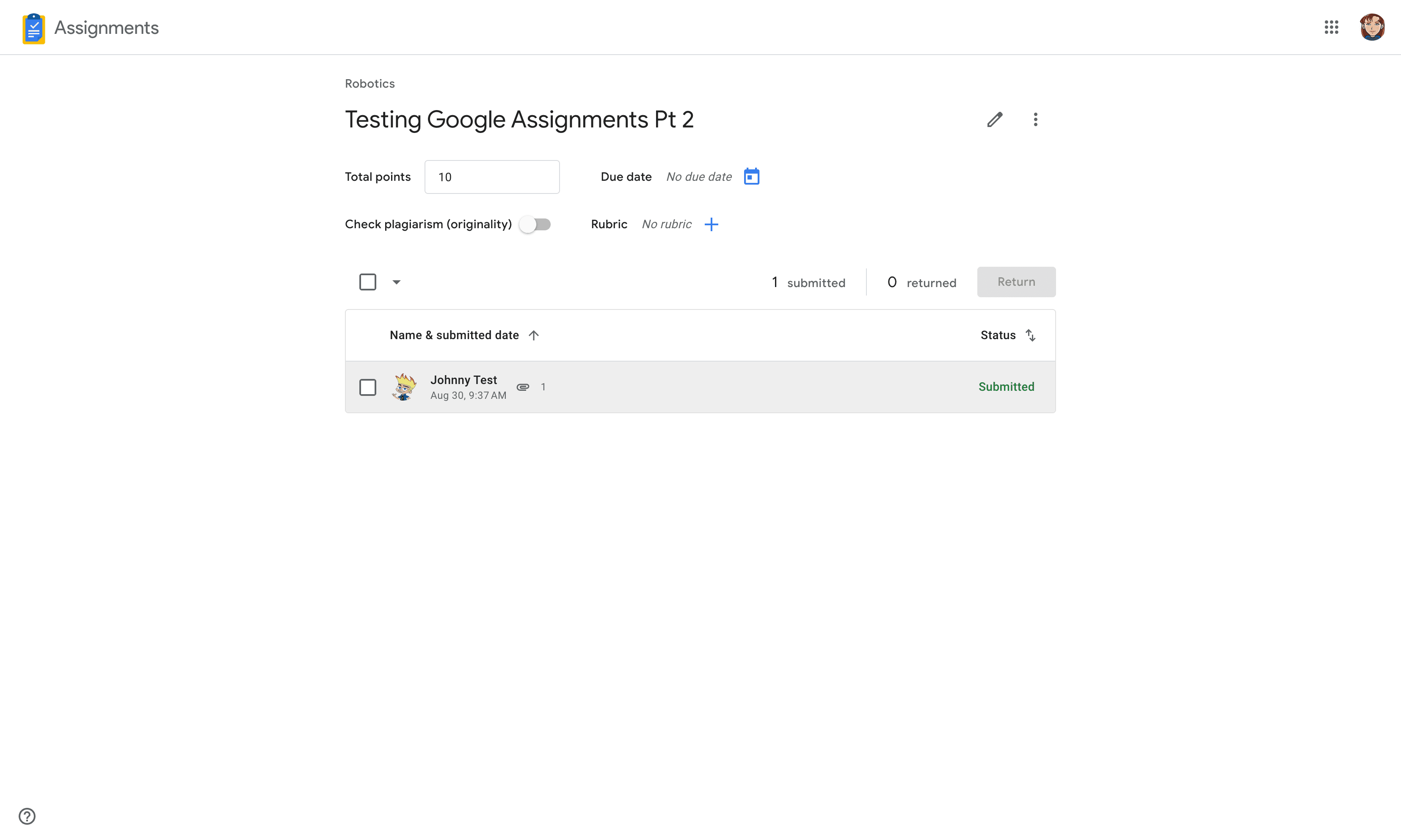 Step #11: Click on a student's submission.