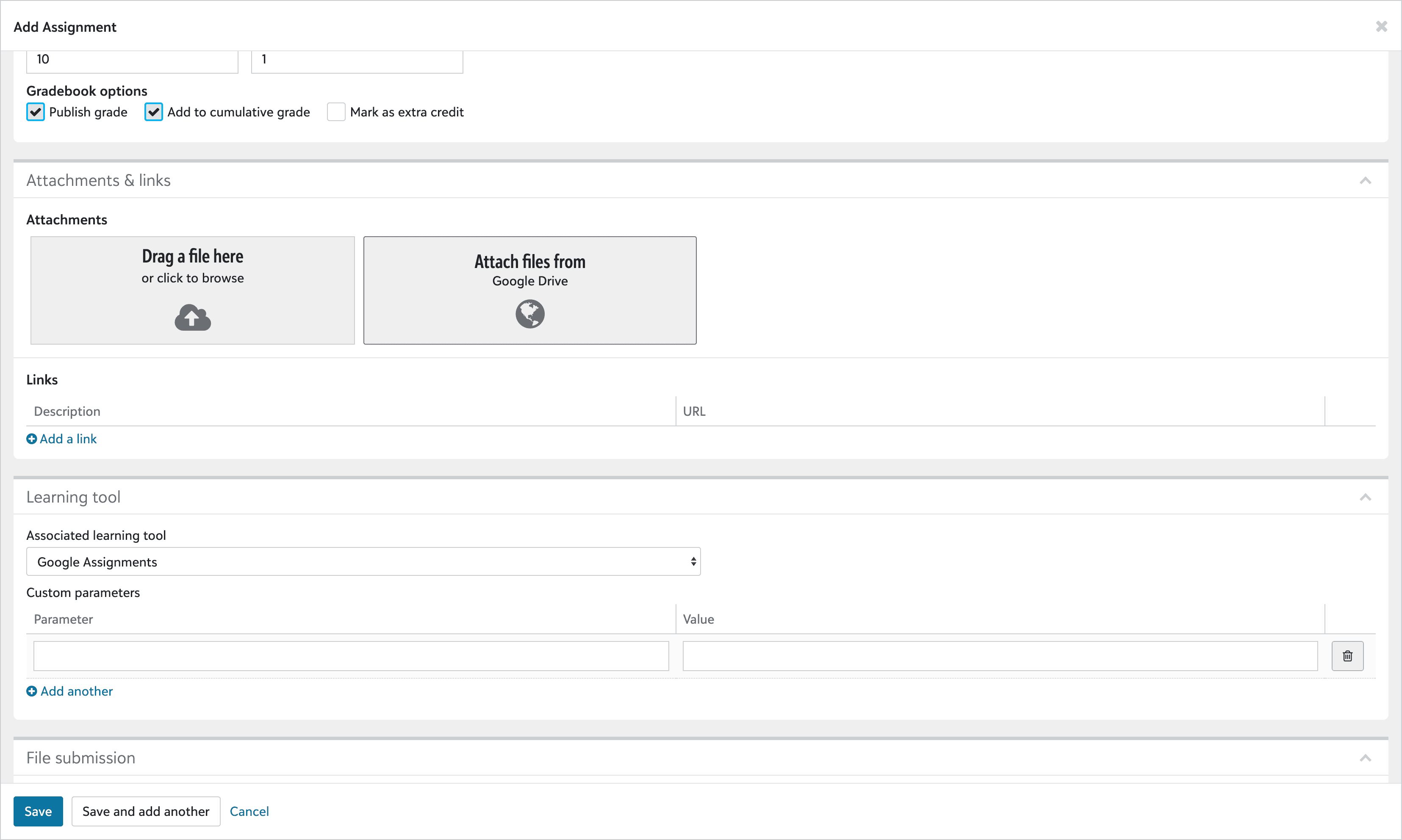 Step #3: Delete the Custom Parameters line by clicking on the trash-can icon on the right.