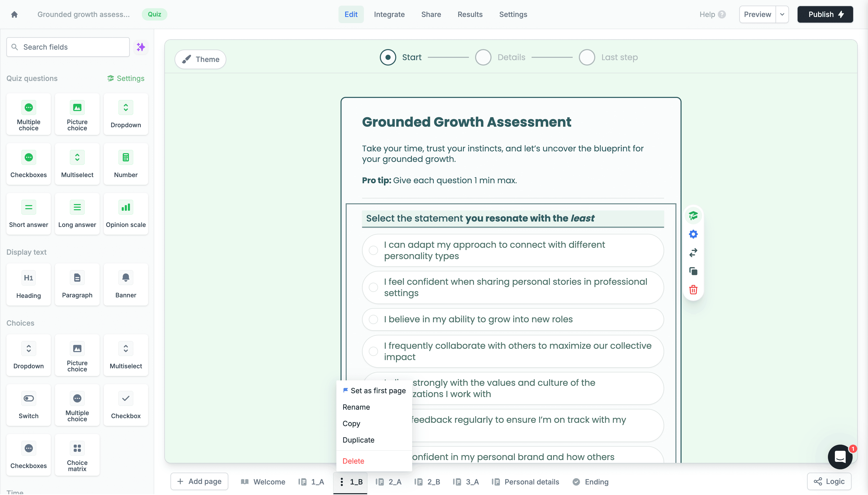 Step #8: The 3-dot menu also is how you can rename the question.