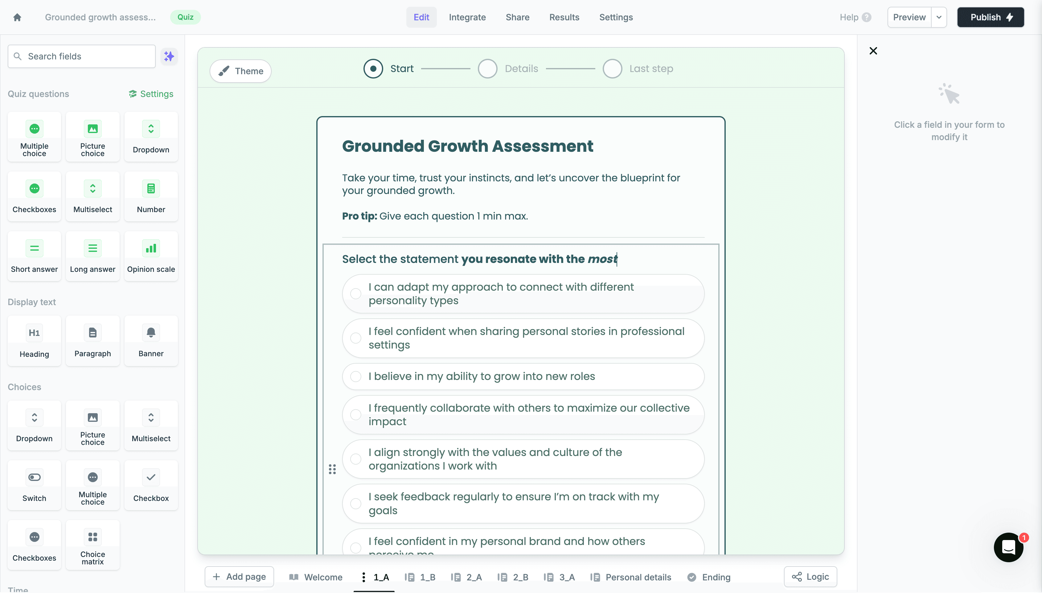 Step #11: To get to quiz scoring, click on the question