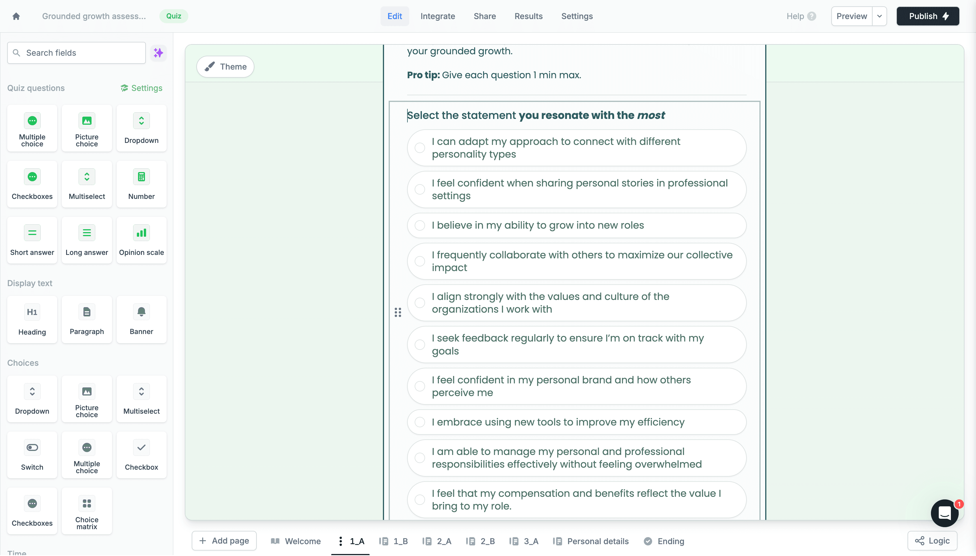 Step #3: To work on a question, click on it