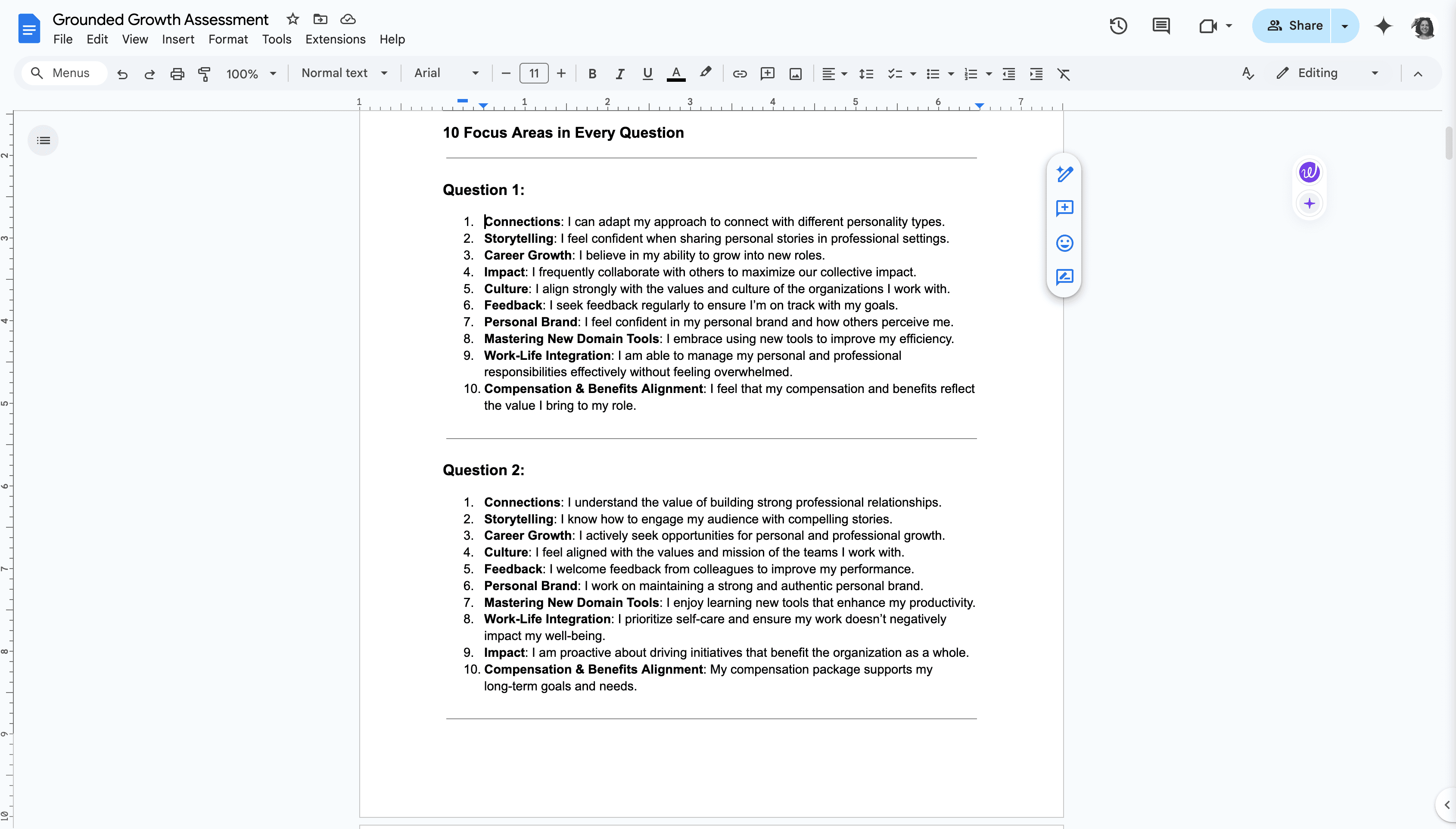 Step #17: Copy the answers from here for each version A and B for each question on Fillout, as covered above in the Fillout instructions, using the Bulk Add and then removing the theme names.