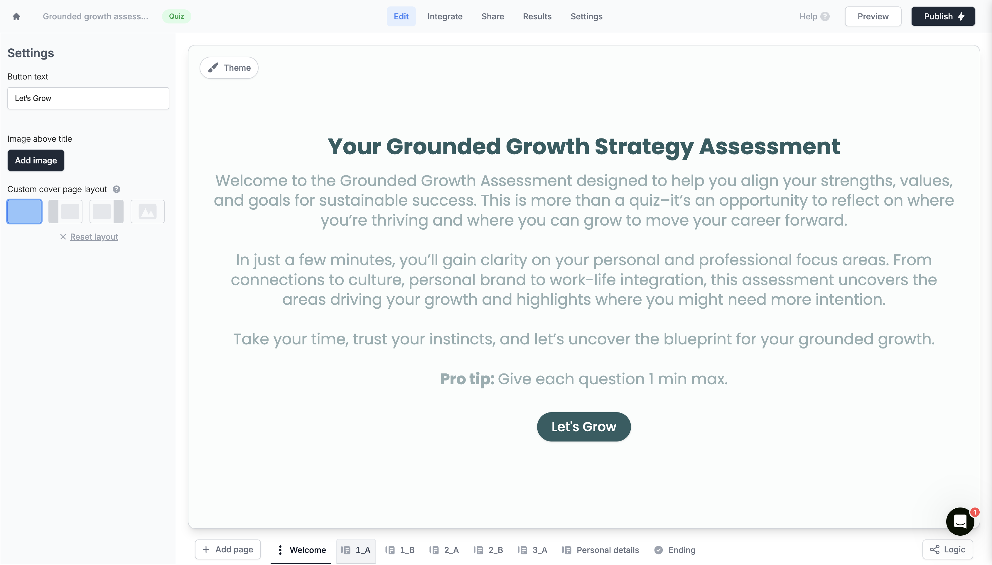 Step #2: Click on page "1_A" to see an example setup