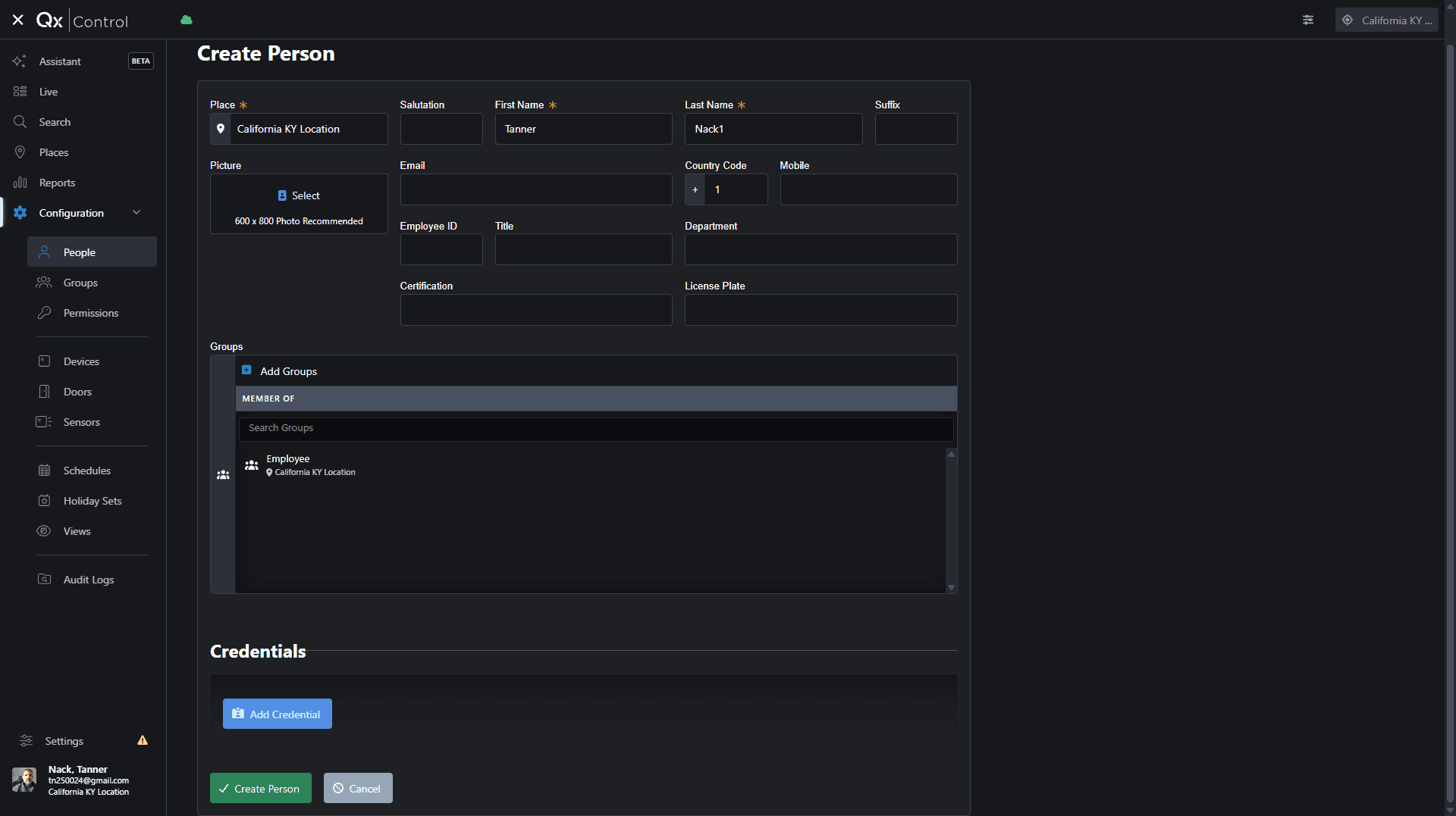 Step #11: Scroll to the bottom of the form and click Add Credential.