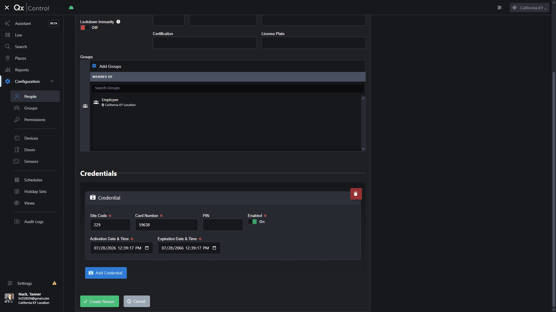 Step #13: Click Create Person to save the profile.