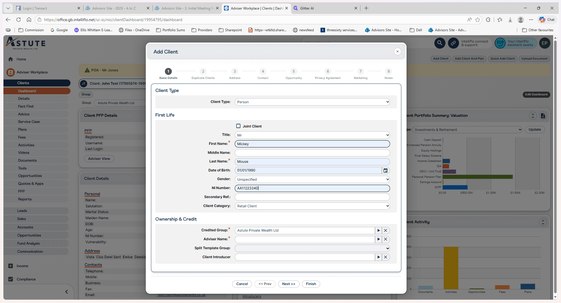 Step #3: Type in the client's National Insurance (NI) Number.