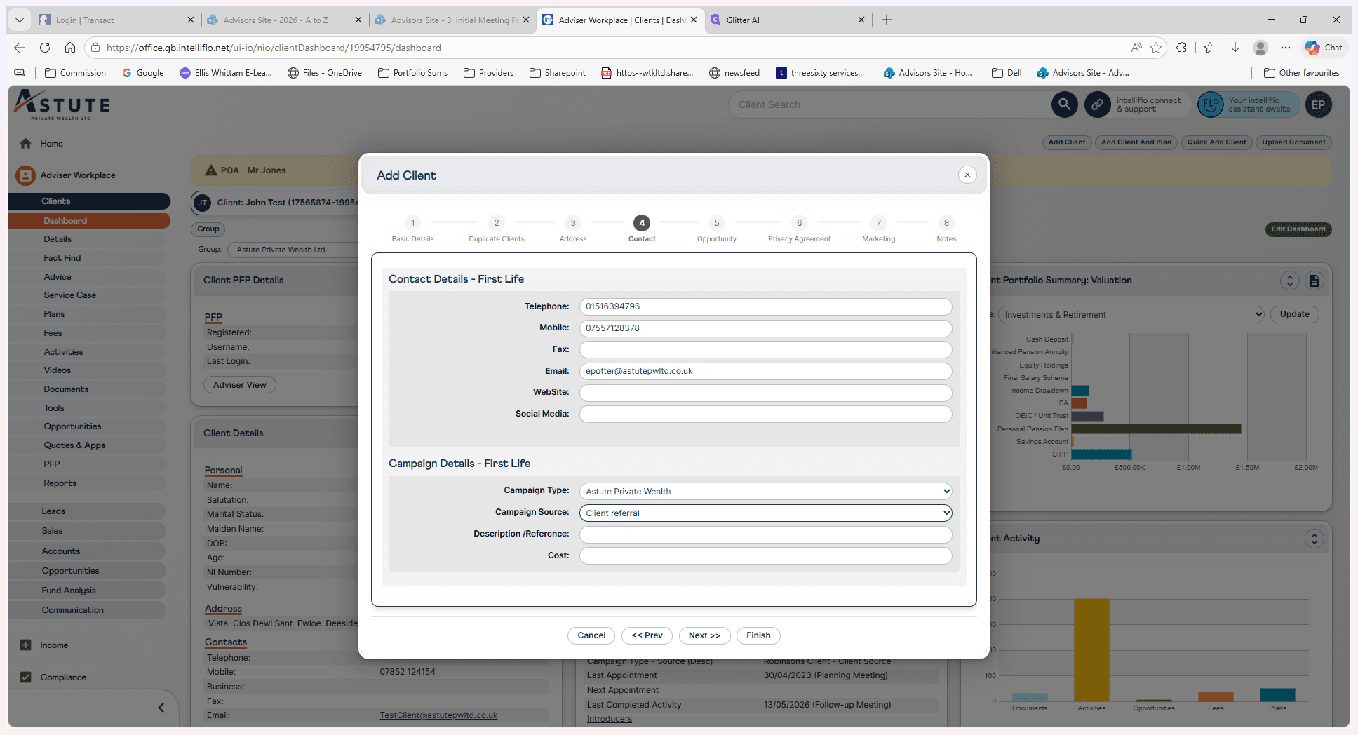 Step #10: In the Campaign section, select the Campaign Type and Campaign Source (e.g., Client referral) from the dropdown menus.