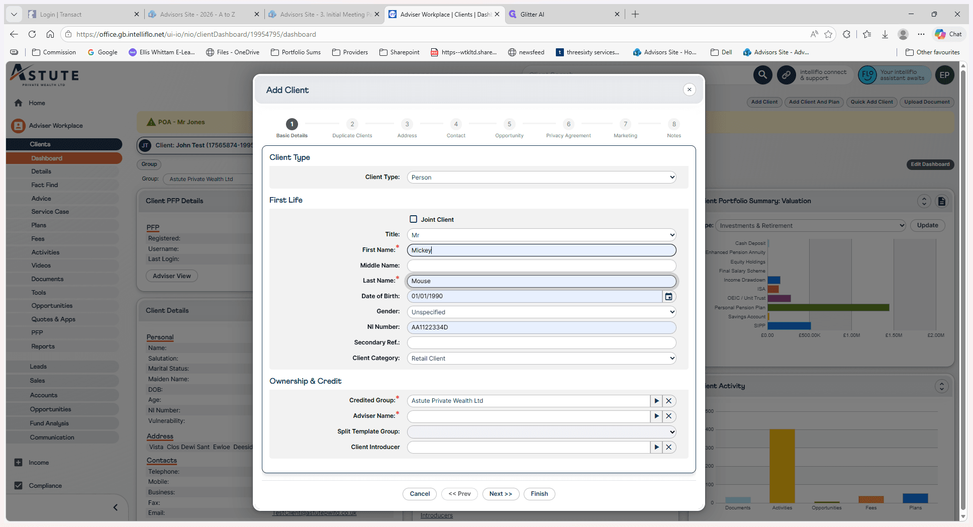 Step #2: Enter the client's First Name and other required personal details.