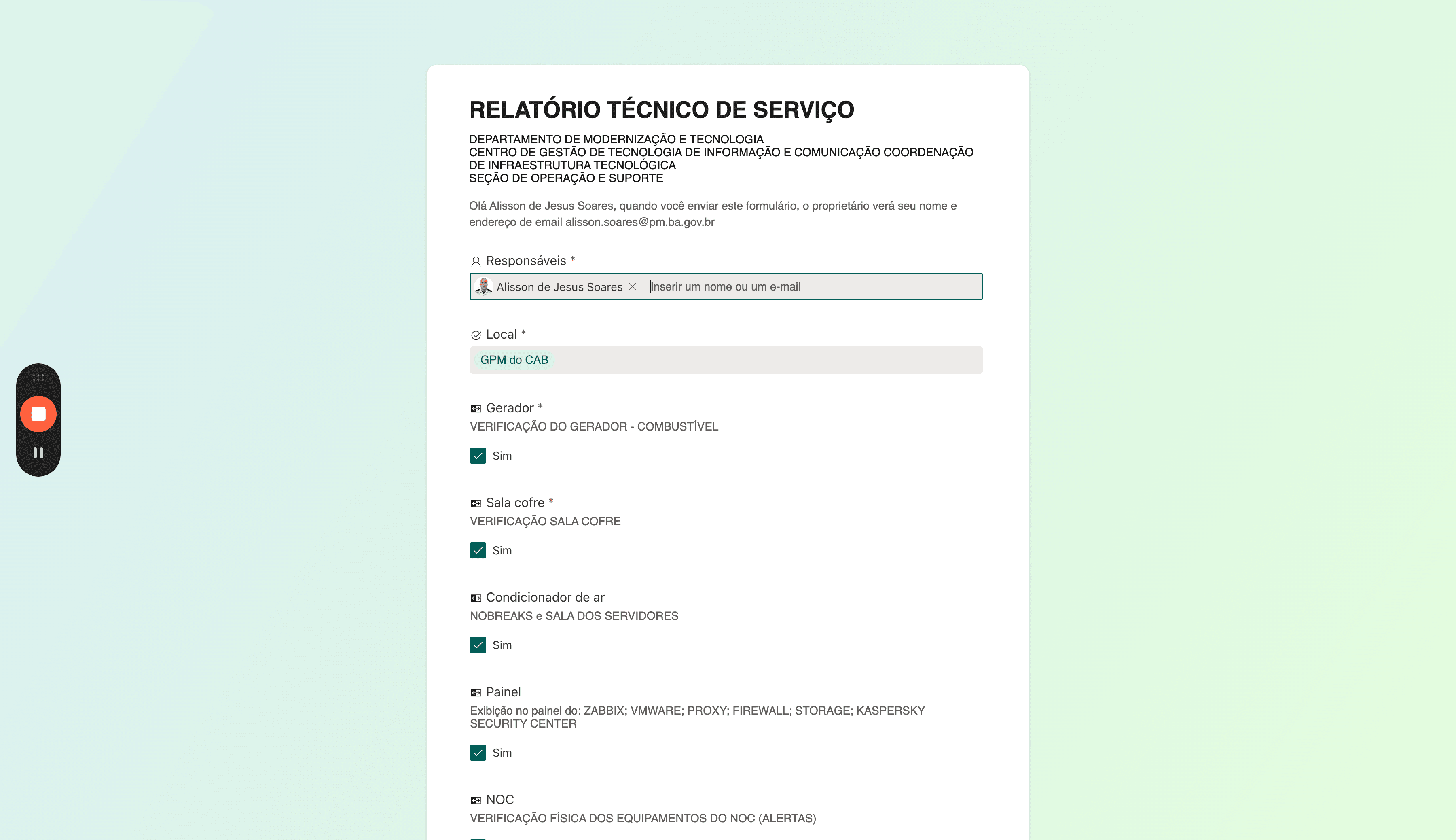 Step #3: Indique os policiais no serviço a ser relatado