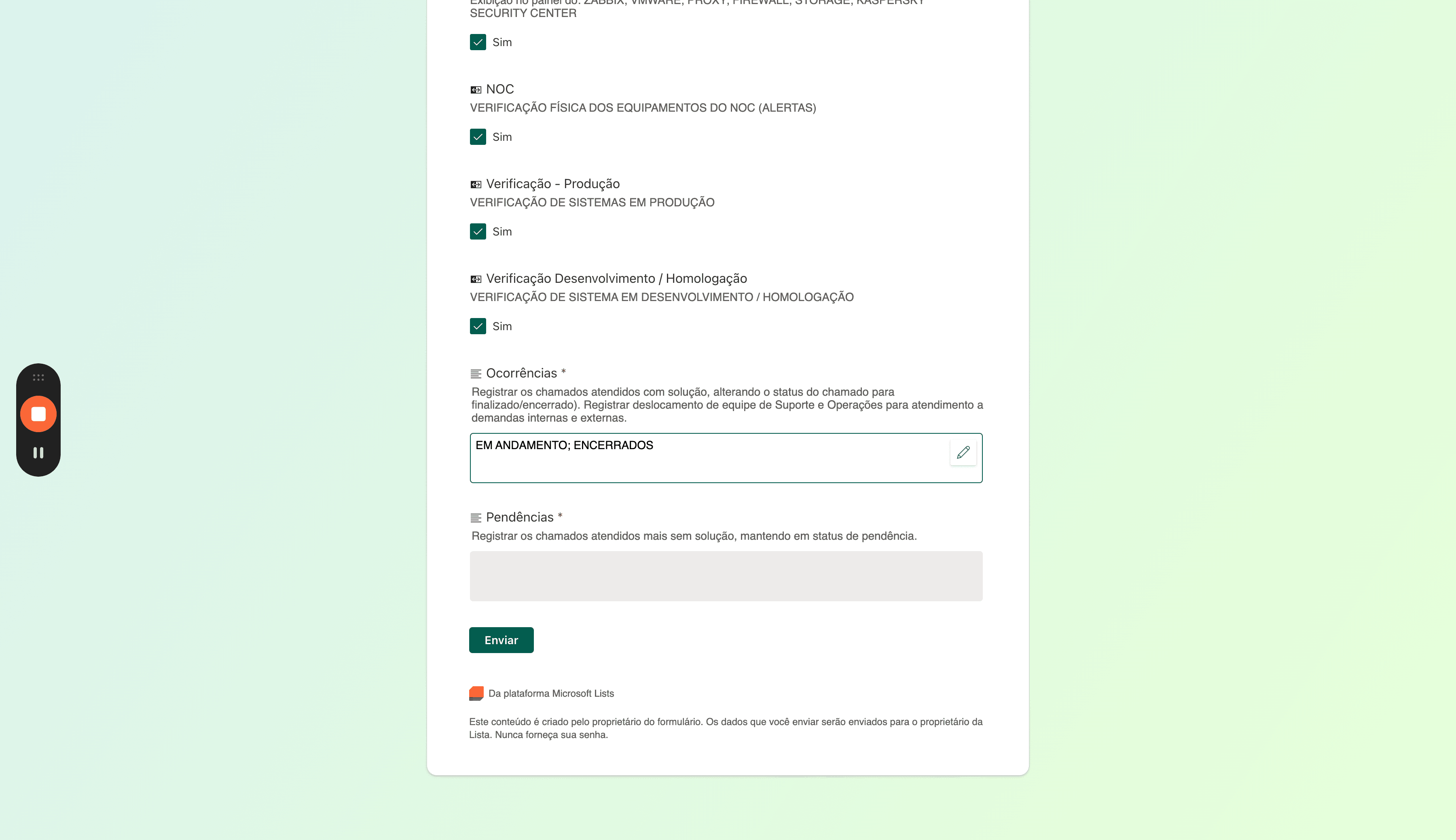 Step #6: É possível inserir as ocorrências na caixa de texto com rich text, inserindo links, imagens