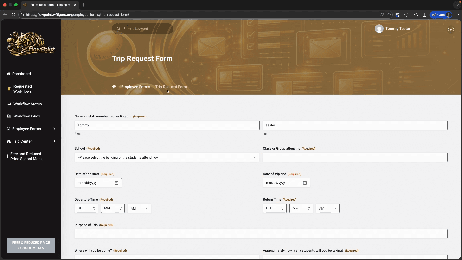 Step #5: Click the Employee Forms link in the breadcrumb menu at the top of the page.