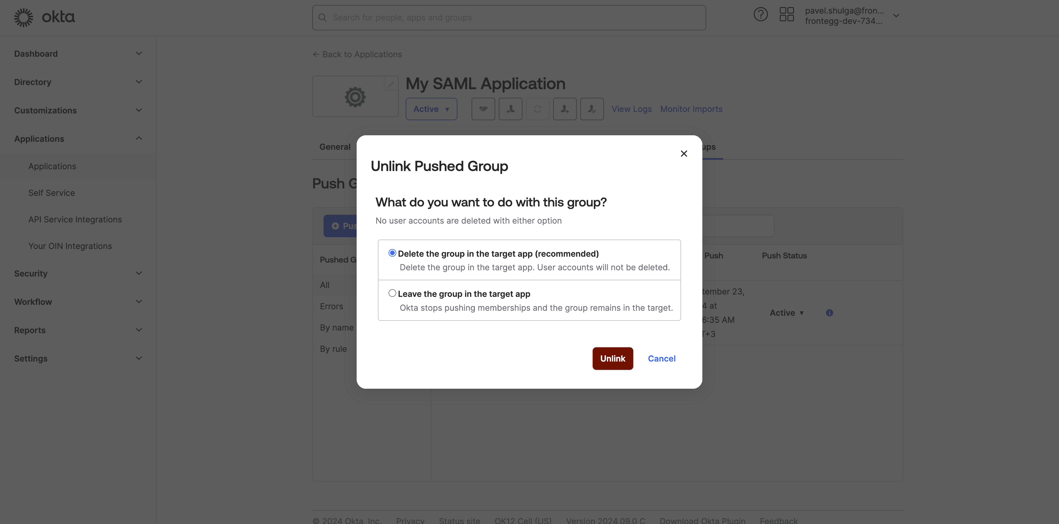 Step #71: Click on "Unlink"