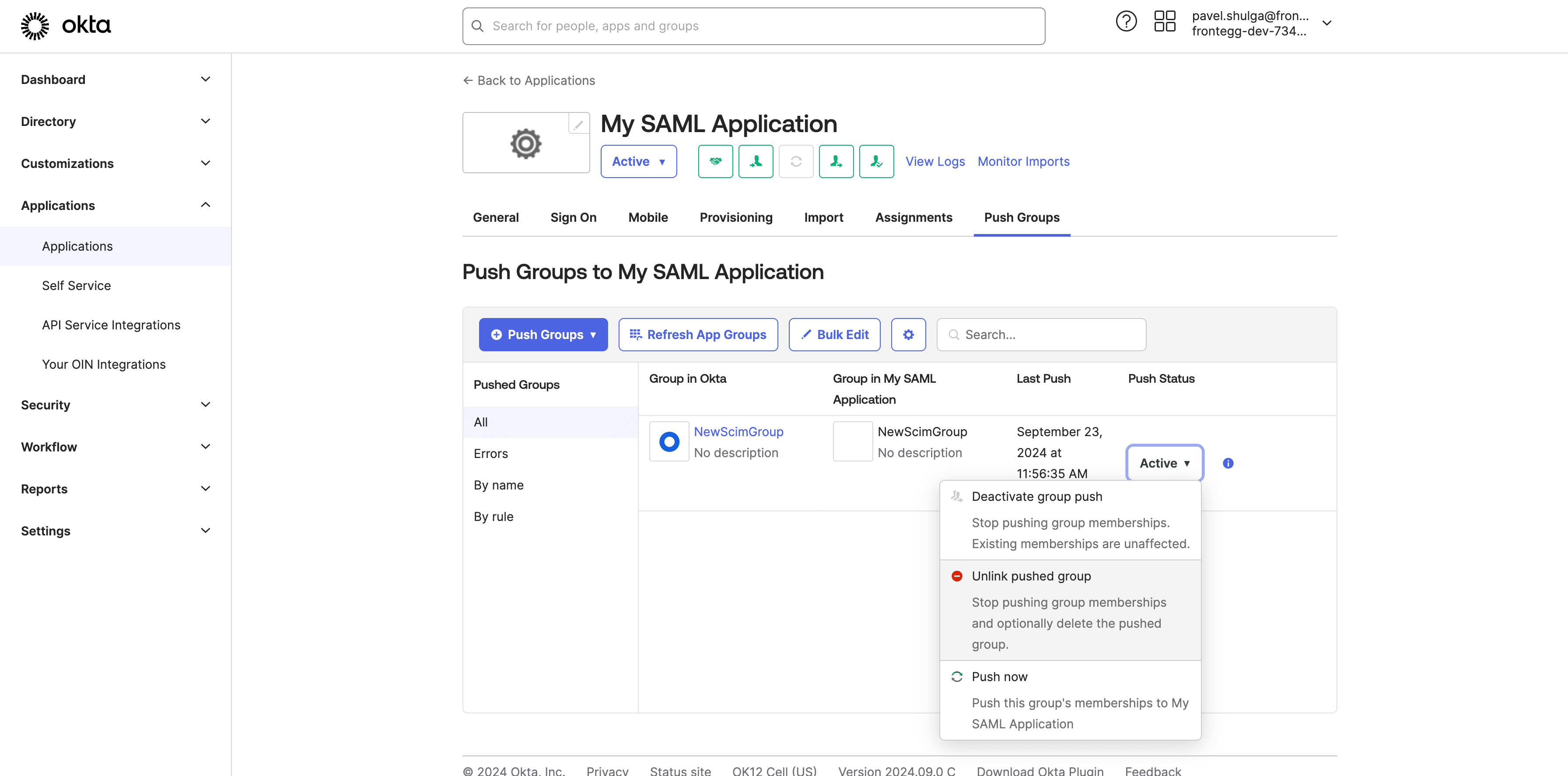 Step #70: Click on "Stop pushing group memberships"