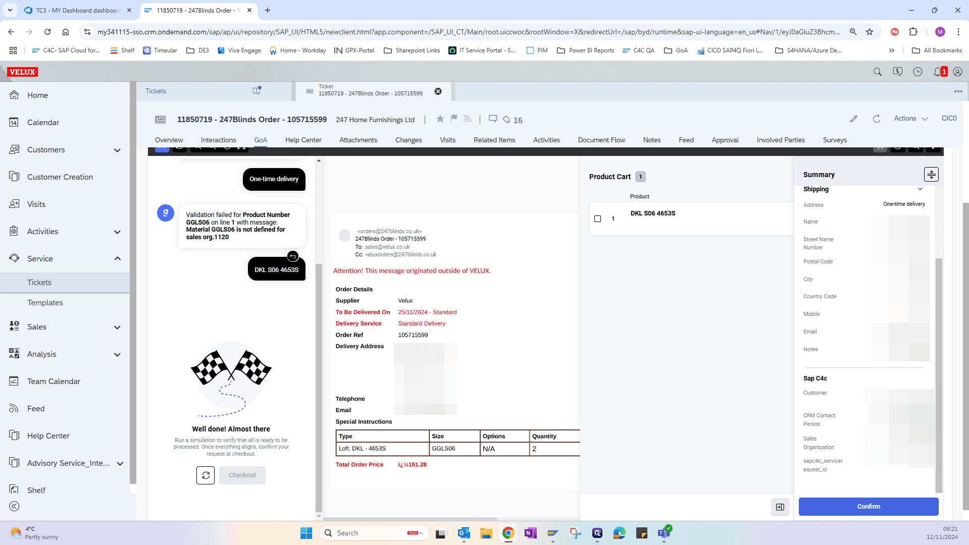 Step #14: If anything is wrong, you can type over it in the basket to correct it. If you are happy that everything is correct, click on "Confirm" to save your order.