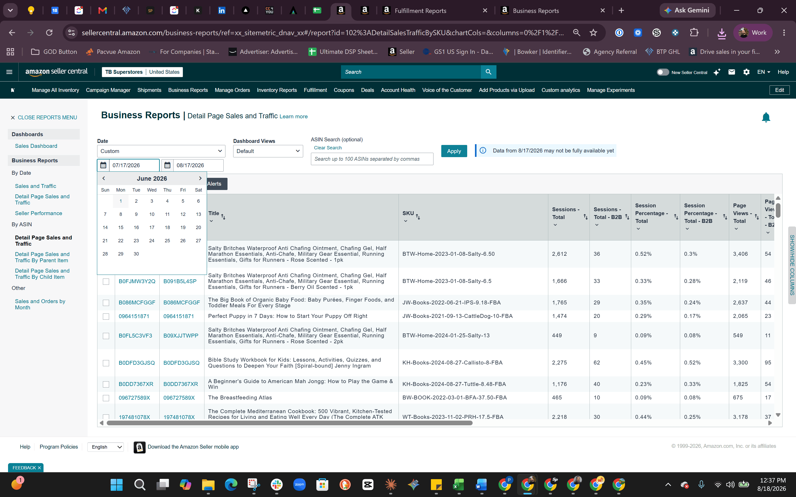 Step #3: Click the date range selector at the top right and define a custom date range for your report.