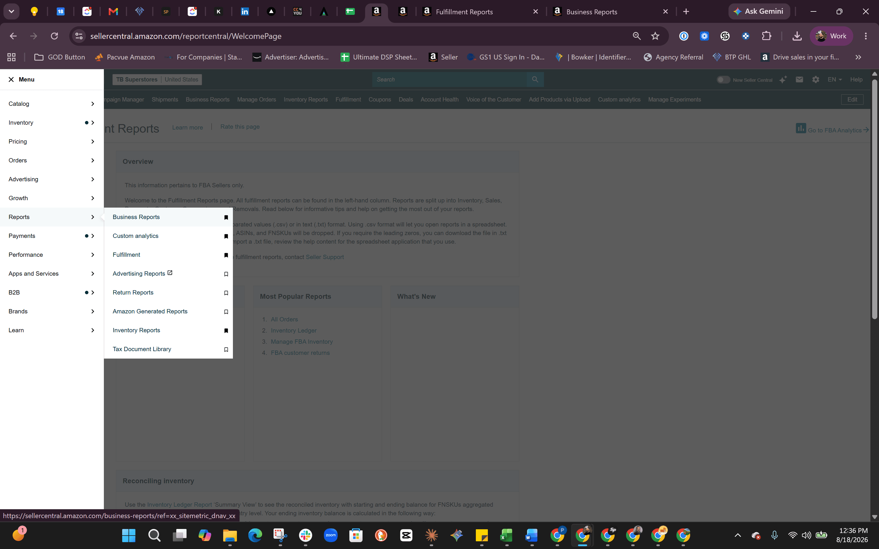 Step #1: Expand the Reports menu in the main navigation and select Business Reports.