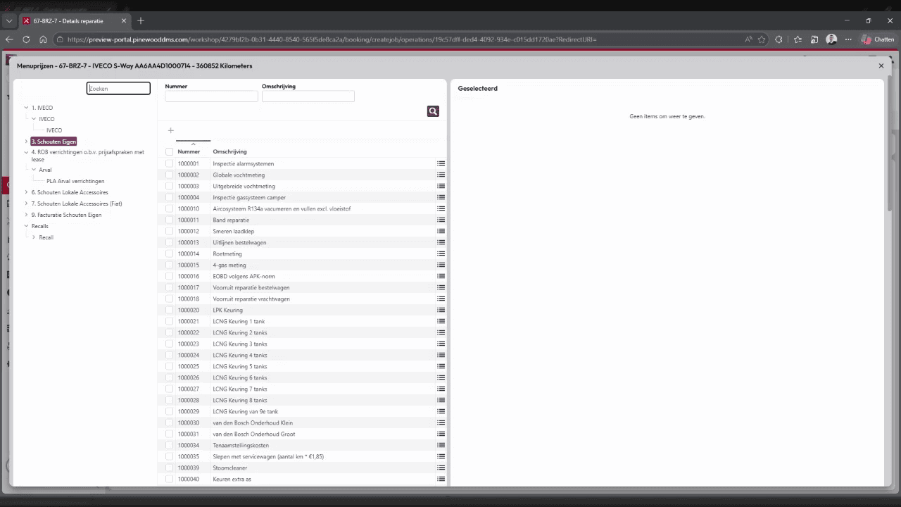 Step #8: Click the Search button in the top right of the service items list to find specific tasks.