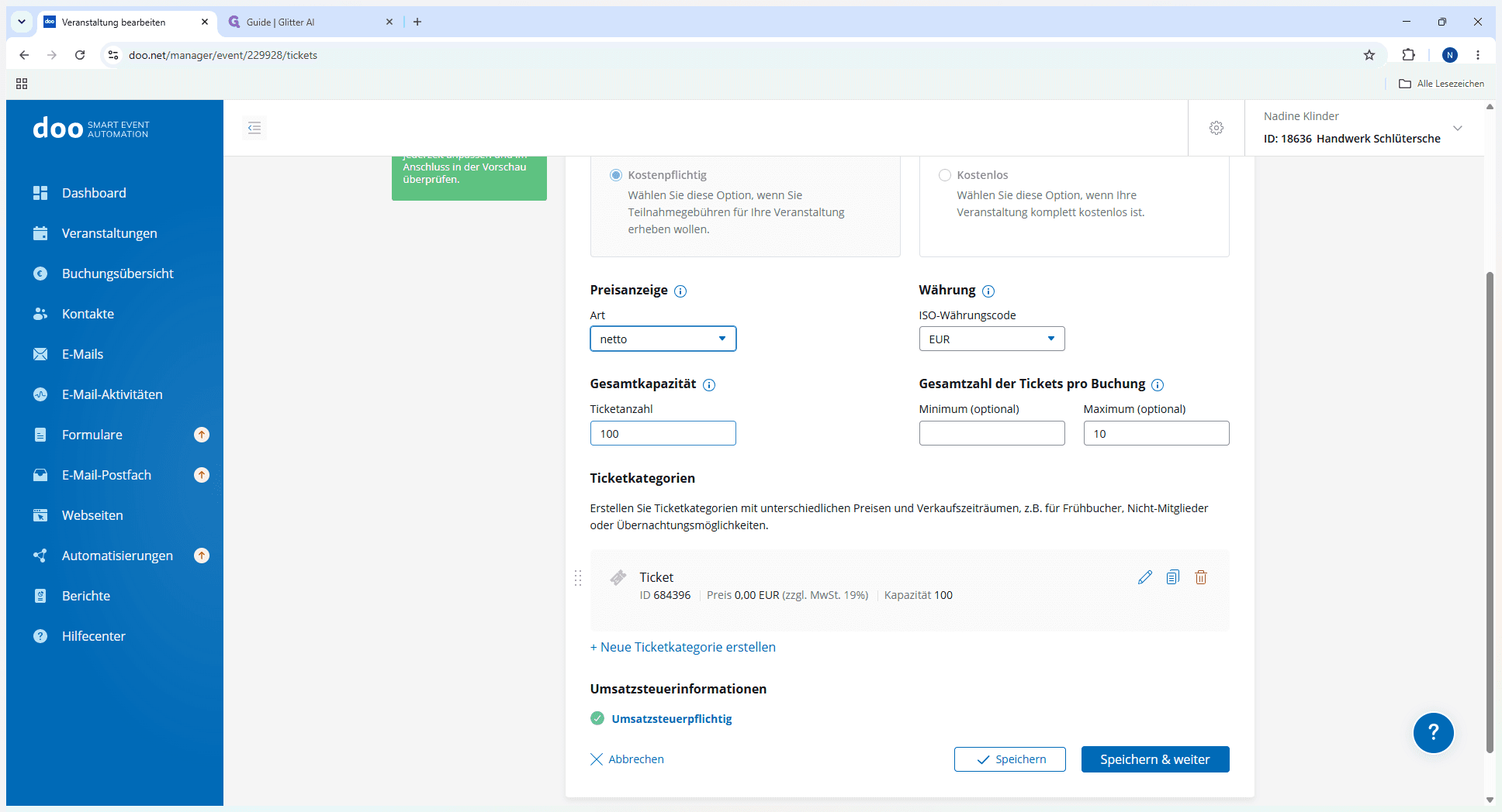 Step #3: Tragen Sie im Eingabefeld für die Gesamtkapazität die gewünschte Anzahl an verfügbaren Plätzen ein.