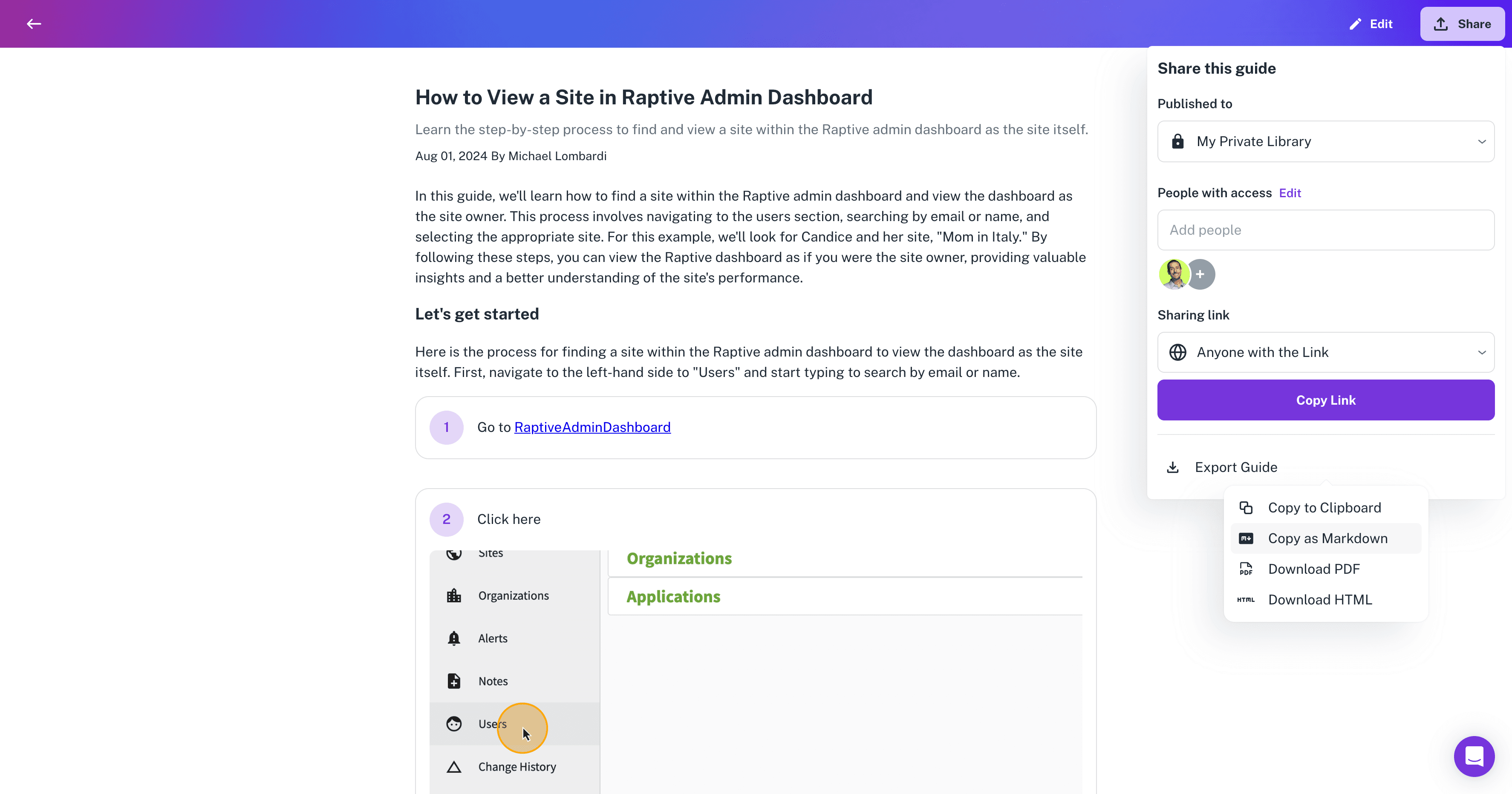 Step #4: Click on "Copy as Markdown"