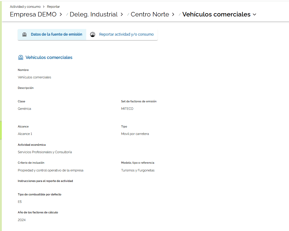 Step #4: En caso de que se desee, se puede visualizar la información de la fuente de emisión seleccionada, hacer click sobre el apartado "Datos de la fuente de emisión".