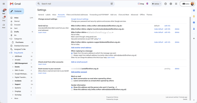 View Gmail Send Delegate Gmail Account Access in Google Workspace