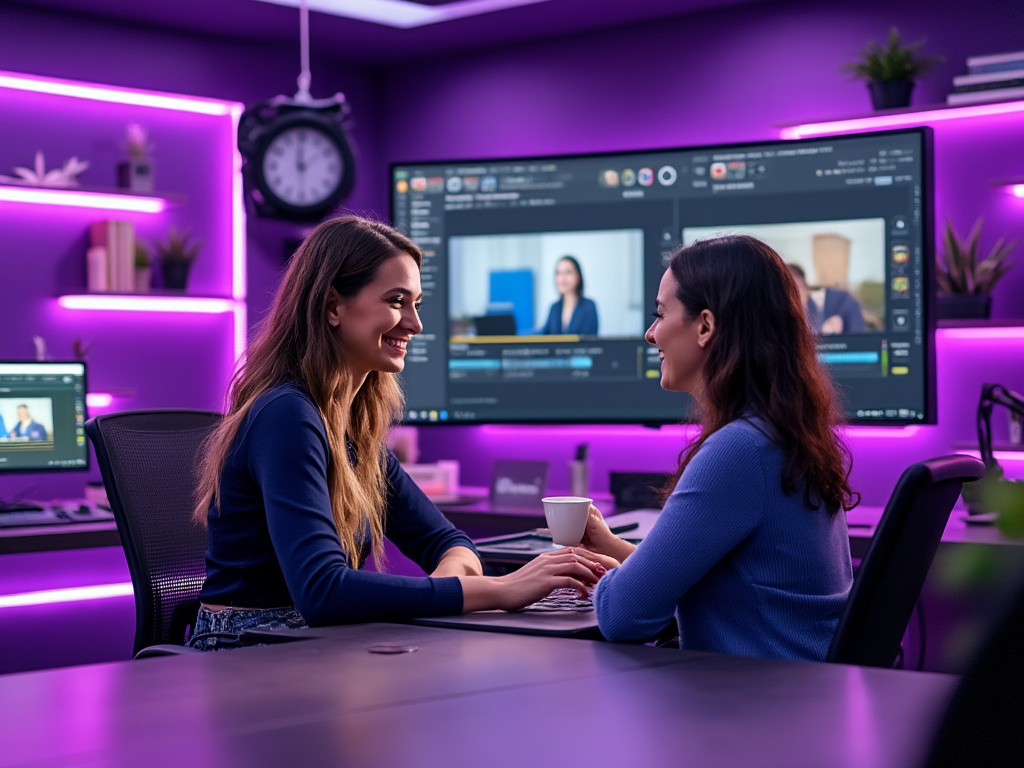 Two women producing a training video in 2025, showcasing essential tips for creating effective training videos as discussed in the blog post 'Mastering the Art of Training Videos: 7 Essential Tips for 2025'.