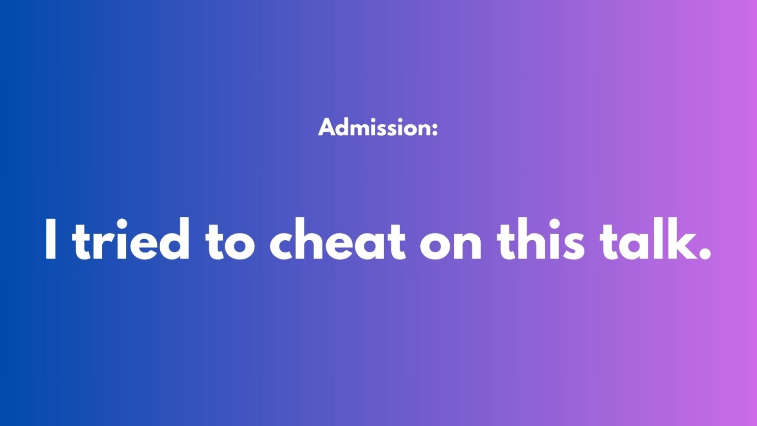 Presentation slide with Yuval Karmi confessing he tried to get ChatGPT to write the presentation